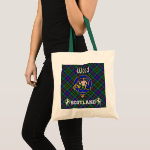 Wood Clan Badge Tartan Tote Bag