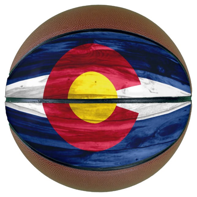 Wood Colorado flag basketball (Front)