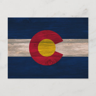 Wood Colorado flag postcard