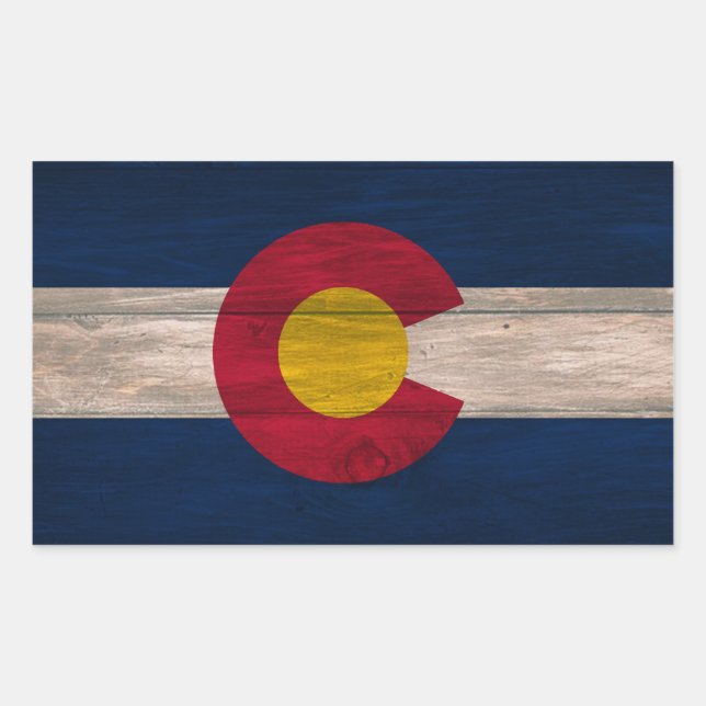 Wood Colorado flag rectangle stickers (Front)