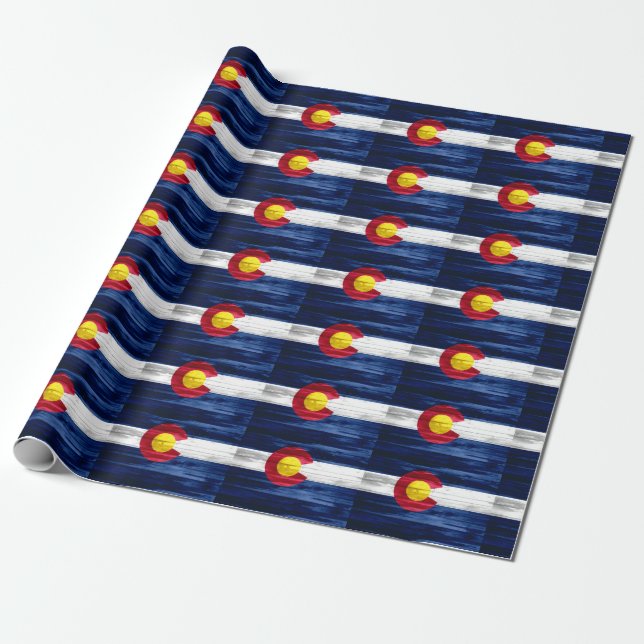 Wood Colorado flag wrapping paper (Unrolled)