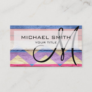 Wood coloured aztec chevron pattern #11 business card