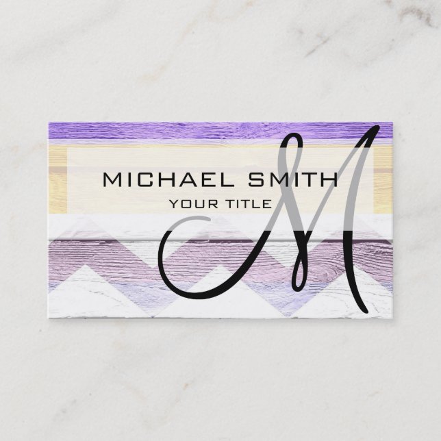 Wood coloured aztec chevron pattern #16 business card (Front)