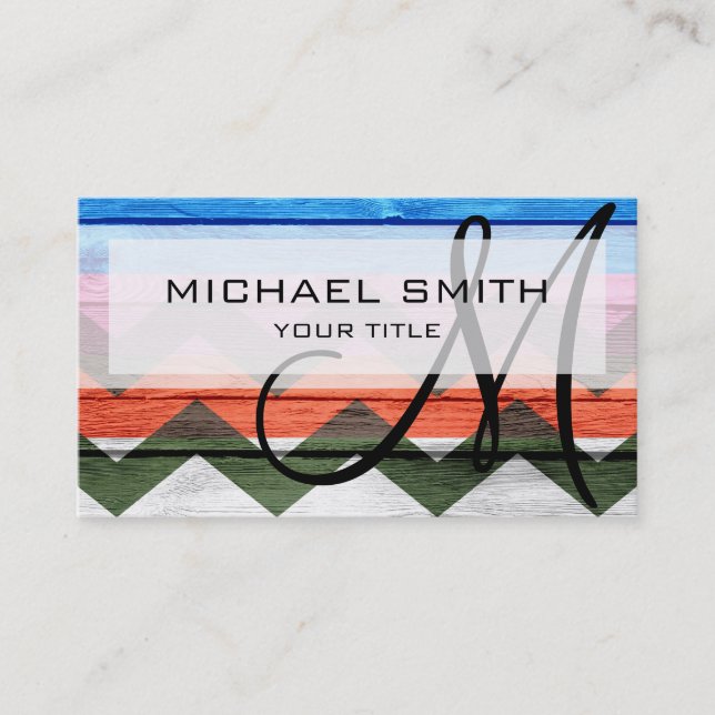 Wood coloured aztec chevron pattern #3 business card (Front)