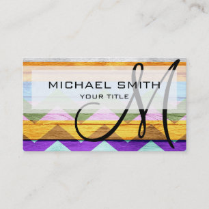 Wood coloured aztec chevron pattern #5 business card