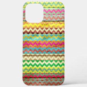 Wood Colourful Chevron Stripes iPhone 12 Pro Max Case