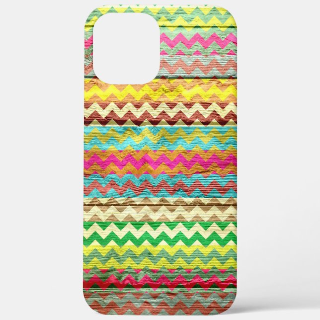 Wood Colourful Chevron Stripes Case-Mate iPhone Case (Back)