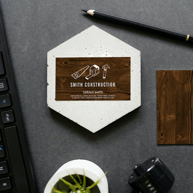 Wood | Construction Carpentry Business Card (Creator Uploaded)