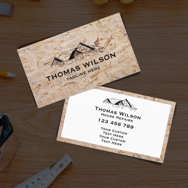 Wood Construction Handyman Carpenter Tools Wood  Business Card (Creator Uploaded)
