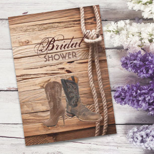 wood Cowboy Boots Western country bridal shower Invitation