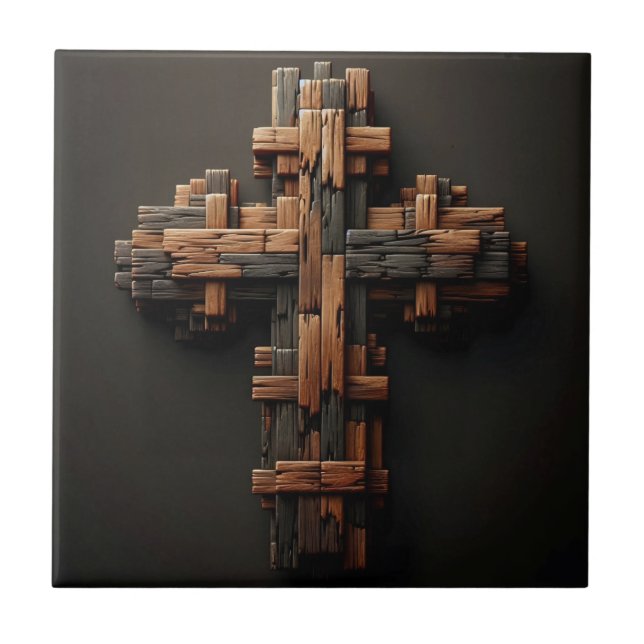 Wood Cross Ceramic Tile (Front)