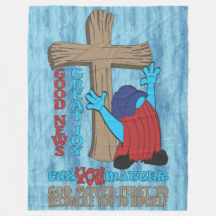 Wood Cross Cuz You Matter Gospel T-Shirt Fleece Blanket