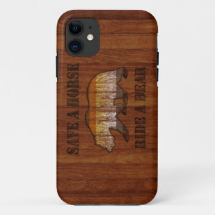 Wood Curved rustic feel Save A Horse Ride A Bear iPhone 11 Case