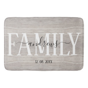 Wood Custom Family Name signature Bath Mat