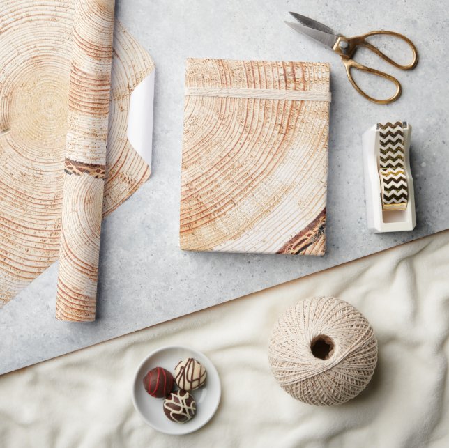 Wood Cut Slice Rustic Wedding Wrapping Paper (Crafts)