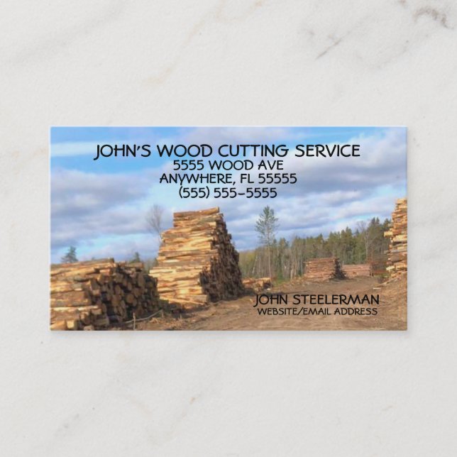 Wood Cutting Logging Business Business Card (Front)