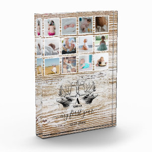 Wood Deer Baby's First Year Photo Collage