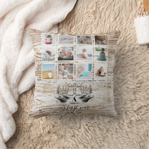 Wood Deer Baby's First Year Photo Collage Cushion