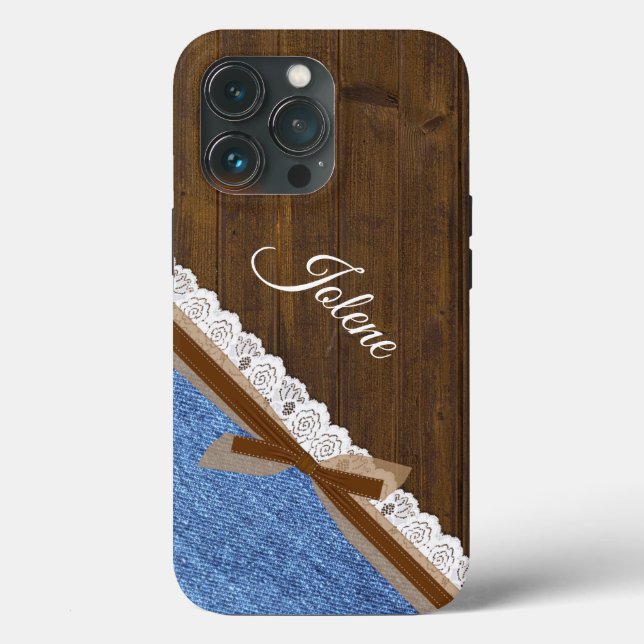 Wood Denim and Lace Western Themed  Case-Mate iPhone Case (Back)