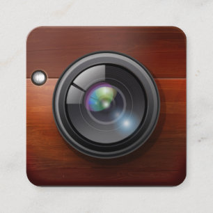 Wood Design Camera Photographer Photography Square Business Card