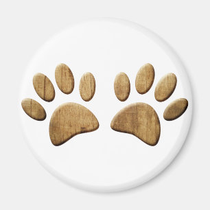 Wood Dog Paw Print Magnet
