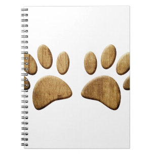 Wood Dog Paw Print Notebook