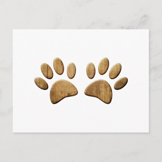 Wood Dog Paw Print Postcard (Front)
