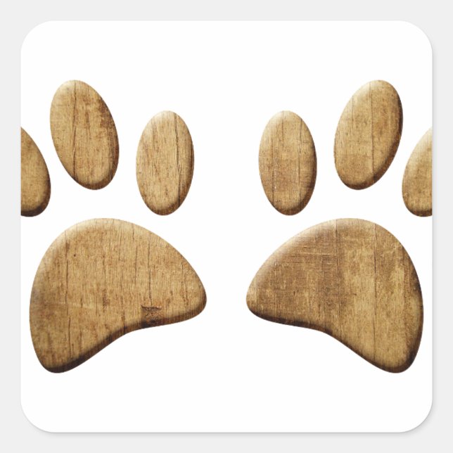 Wood Dog Paw Print Square Sticker (Front)