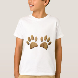 Wood Dog Paw Print T-Shirt