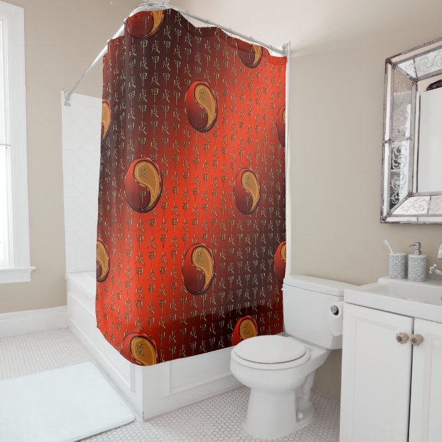 Wood Dog Shower Curtain (In Situ)