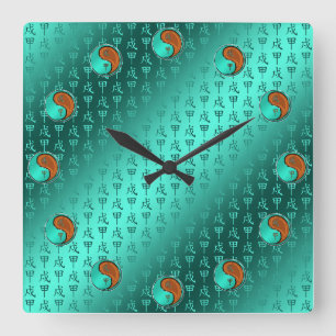 Wood Dog Square Wall Clock
