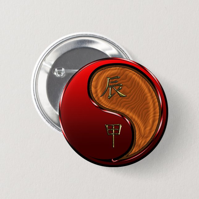 Wood Dragon 6 Cm Round Badge (Front & Back)