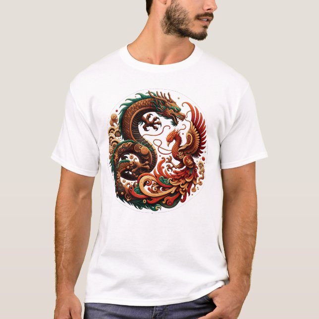 Wood Dragon and Phoenix T-Shirt (Front)