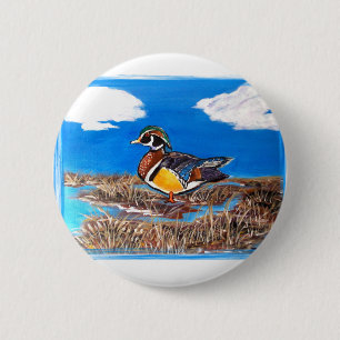 WOOD DUCK 6 CM ROUND BADGE