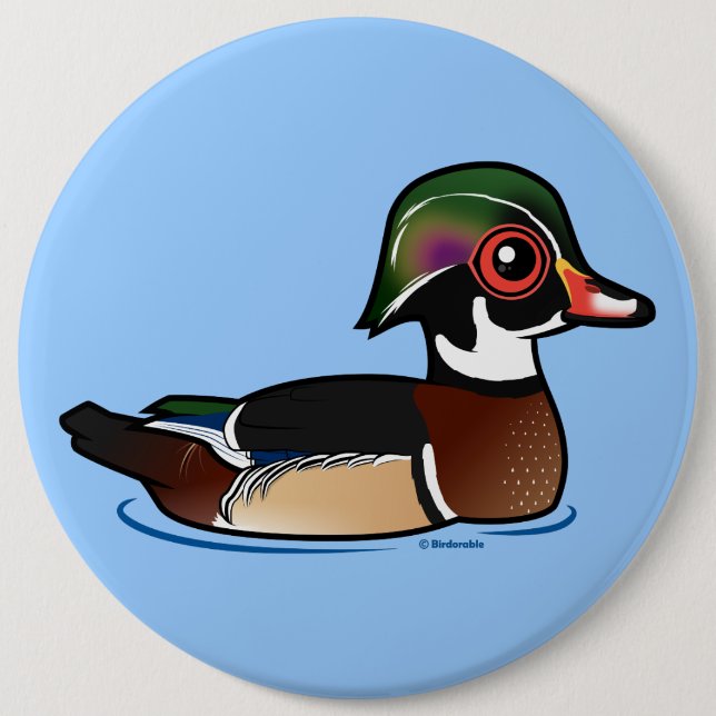 Wood Duck 6 Cm Round Badge (Front)