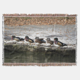 Wood Duck Birds Throw Blanket