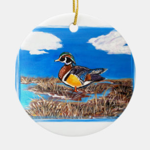 WOOD DUCK CERAMIC TREE DECORATION