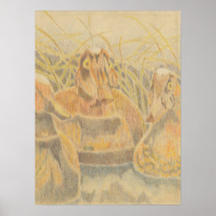 Wood Duck Decoys on Pond Poster