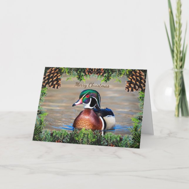 Wood Duck Drake Christmas Card (Front)