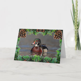 Wood Duck Drake on a Christmas Card