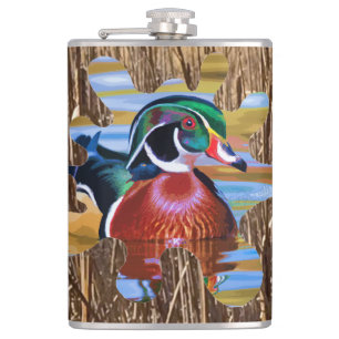 Wood Duck Flask, Duck Hunting Hip Flask