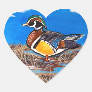 WOOD DUCK HEART STICKER