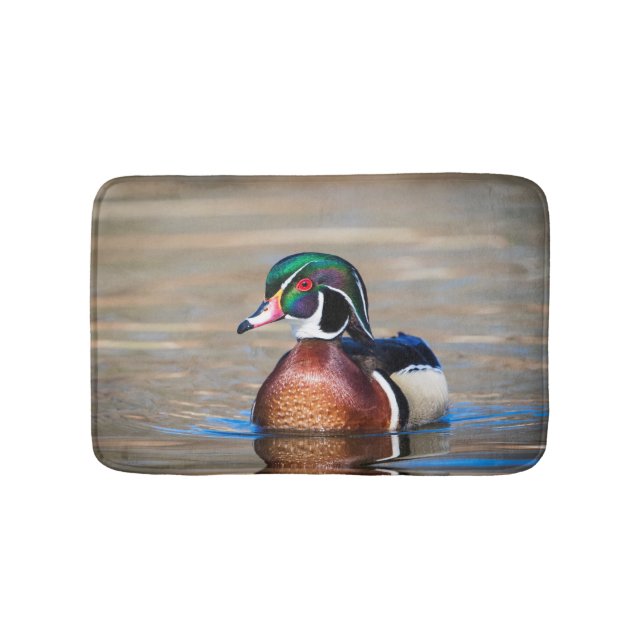 Wood Duck in a pond Bath Mat (Front)