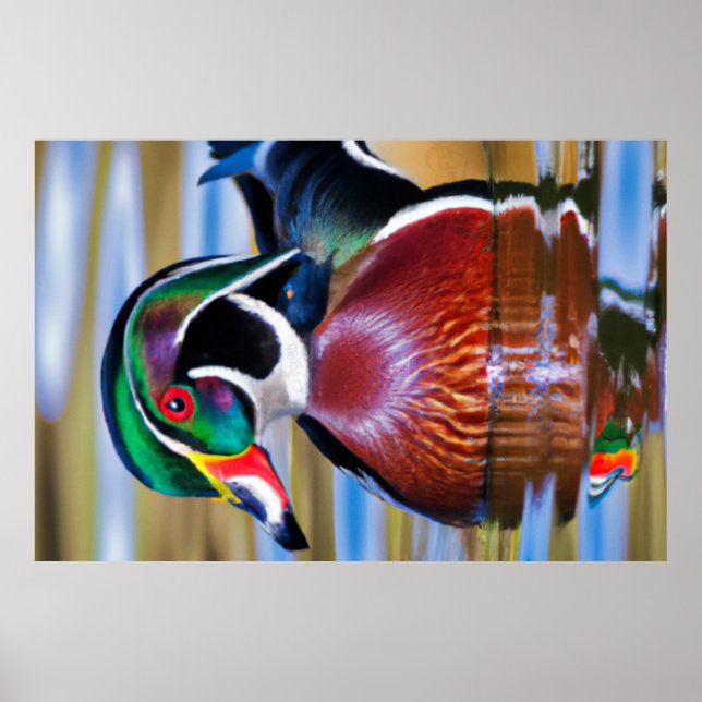 Wood Duck Large Poster, Duck Hunting Poster (Front)