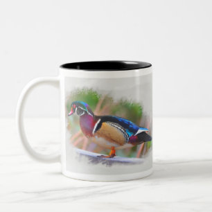 Wood duck - male Two-Tone coffee mug