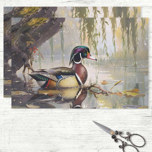 Wood Duck on the Pond Artwork Decoupage Tissue Paper