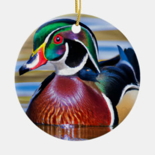 Wood Duck Ornament, Duck Hunting Ceramic Ornament