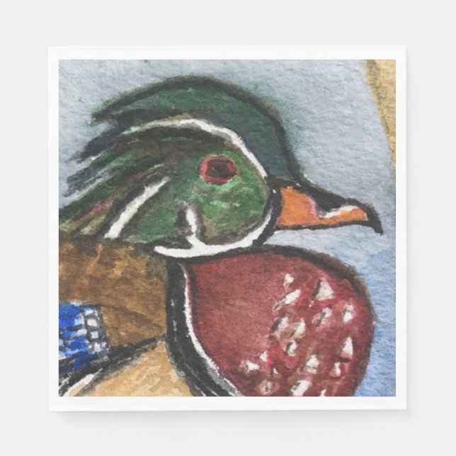 Wood Duck Party Paper Napkins Rustic (Front)