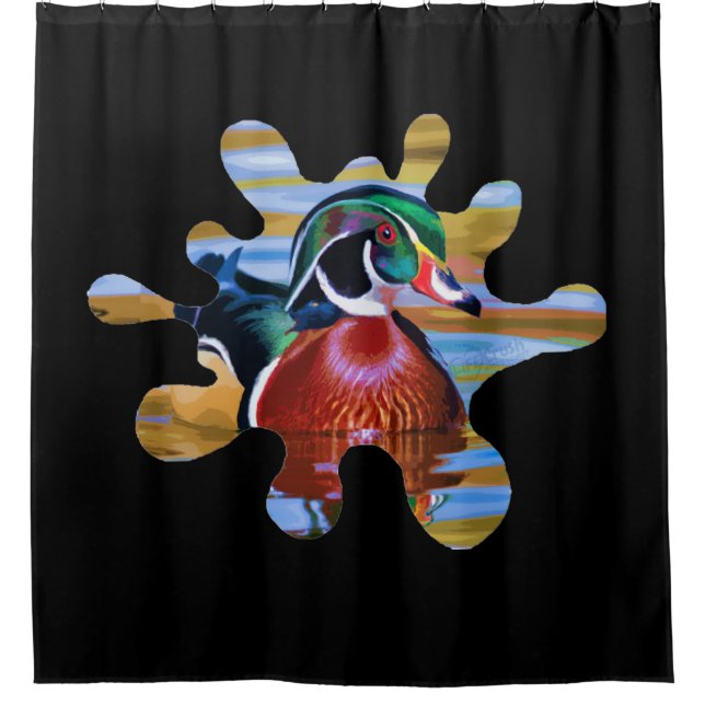 Wood Duck Shower Curtain, Duck Hunting Shower Curtain (Front)