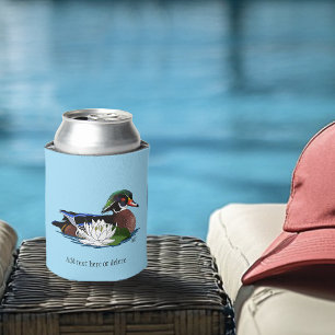Wood Duck Water Lily Can Cooler